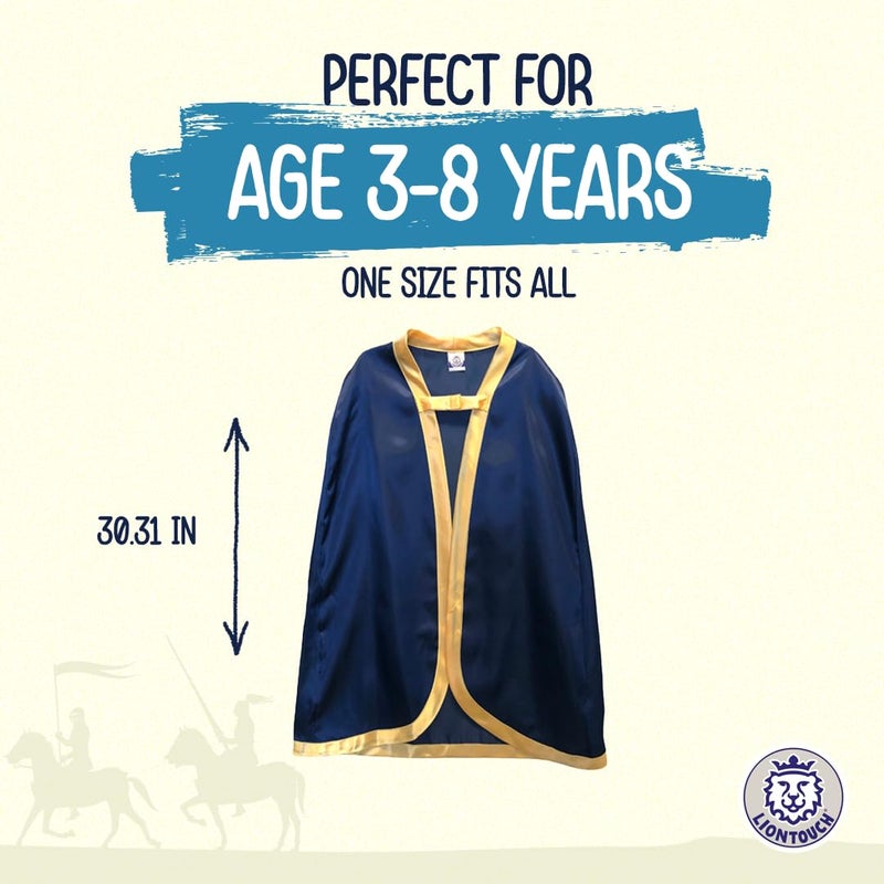 Liontouch - Noble Knight Cape for Boys, Blue | Age 3-8 Years - One Size Fits All | Medieval Pretend Play Toy Cloak for Kids | Dress Up, Fancy Dresses, Cosplay & Royal Knight Costume Accessory - Image 4